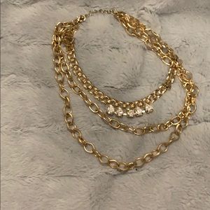 Triple gold chain necklace